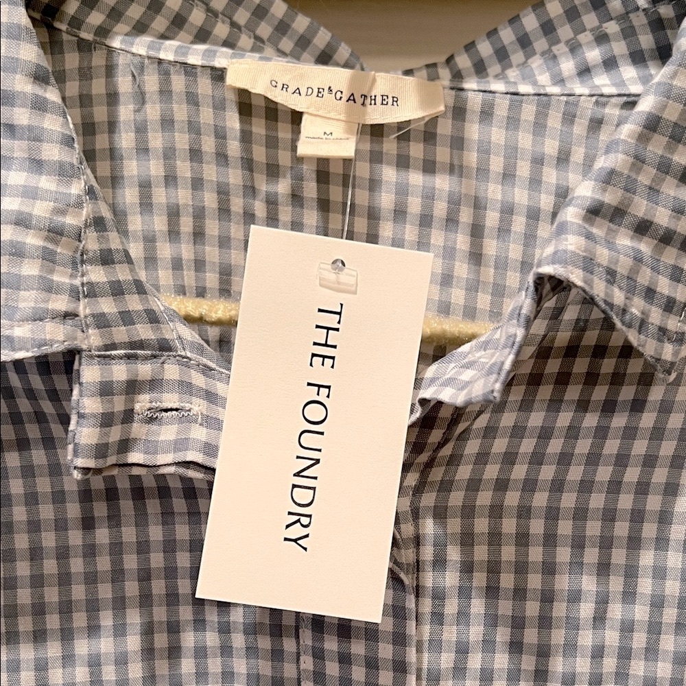 Grade and Gather Blue Checkered Casual Button Down Shirt - Picture 2 of 6